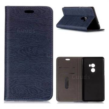 Tree Bark Pattern Automatic suction Leather Wallet Case for Xiaomi Mi Mix 2 - Blue