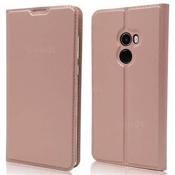 Ultra Slim Card Magnetic Automatic Suction Leather Wallet Case for Xiaomi Mi Mix 2 - Rose Gold
