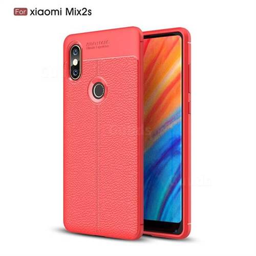 Luxury Auto Focus Litchi Texture Silicone TPU Back Cover for Xiaomi Mi Mix 2S - Red