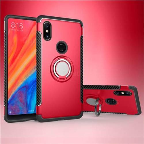 Armor Anti Drop Carbon PC + Silicon Invisible Ring Holder Phone Case for Xiaomi Mi Mix 2S - Red
