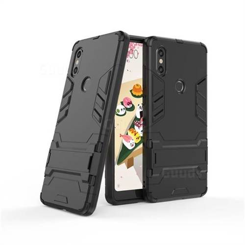 Armor Premium Tactical Grip Kickstand Shockproof Dual Layer Rugged Hard Cover for Xiaomi Mi Mix 2S - Black