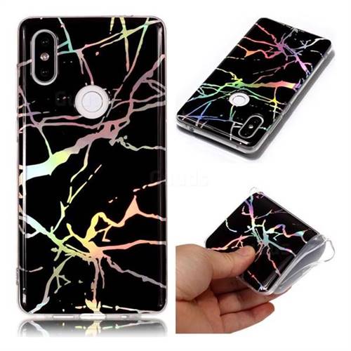 Plating Black Marble Pattern Bright Color Laser Soft TPU Case for Xiaomi Mi Mix 2S