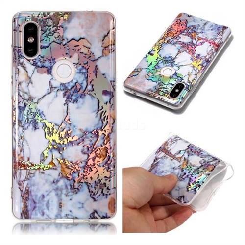 Gold Plating Marble Pattern Bright Color Laser Soft TPU Case for Xiaomi Mi Mix 2S