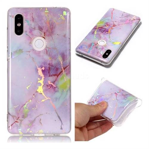 Pink Purple Marble Pattern Bright Color Laser Soft TPU Case for Xiaomi Mi Mix 2S