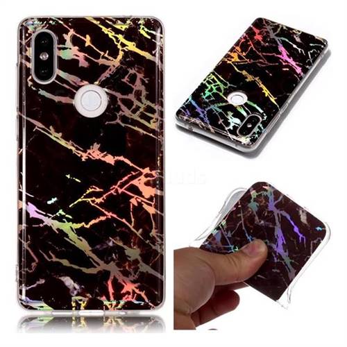 Black Brown Marble Pattern Bright Color Laser Soft TPU Case for Xiaomi Mi Mix 2S