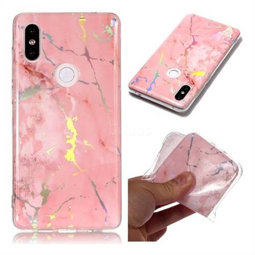 Powder Pink Marble Pattern Bright Color Laser Soft TPU Case for Xiaomi Mi Mix 2S