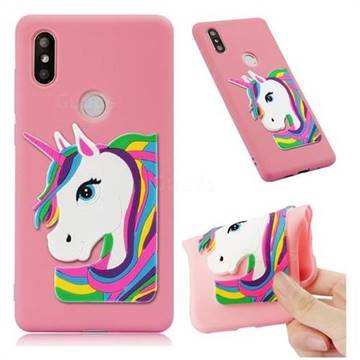 Rainbow Unicorn Soft 3D Silicone Case for Xiaomi Mi Mix 2S - Pink