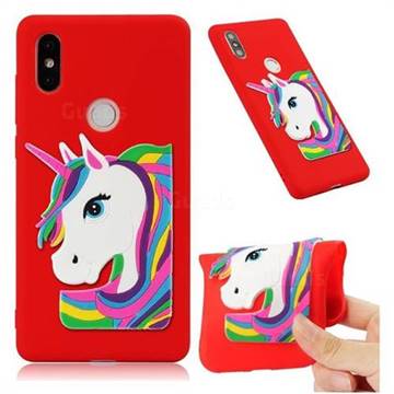 Rainbow Unicorn Soft 3D Silicone Case for Xiaomi Mi Mix 2S - Red
