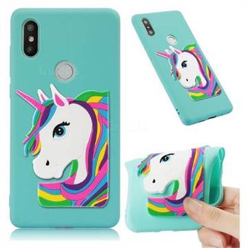 Rainbow Unicorn Soft 3D Silicone Case for Xiaomi Mi Mix 2S - Sky Blue