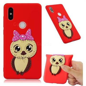 Bowknot Girl Owl Soft 3D Silicone Case for Xiaomi Mi Mix 2S - Red