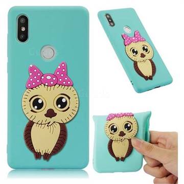 Bowknot Girl Owl Soft 3D Silicone Case for Xiaomi Mi Mix 2S - Sky Blue
