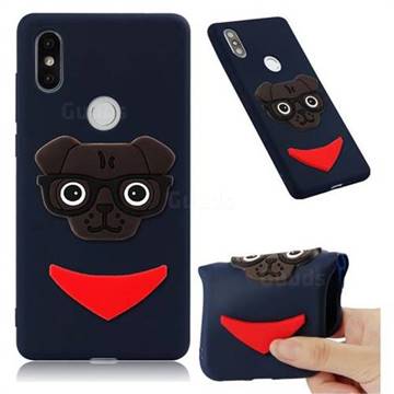 Glasses Dog Soft 3D Silicone Case for Xiaomi Mi Mix 2S - Navy