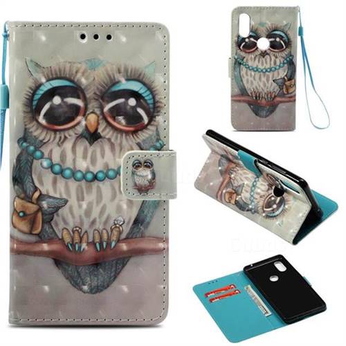 Sweet Gray Owl 3D Painted Leather Wallet Case for Xiaomi Mi Mix 2S