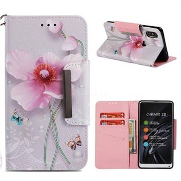 Pearl Flower Big Metal Buckle PU Leather Wallet Phone Case for Xiaomi Mi Mix 2S