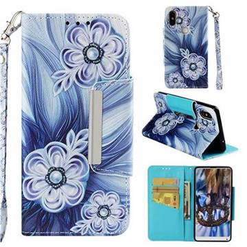 Button Flower Big Metal Buckle PU Leather Wallet Phone Case for Xiaomi Mi Mix 2S