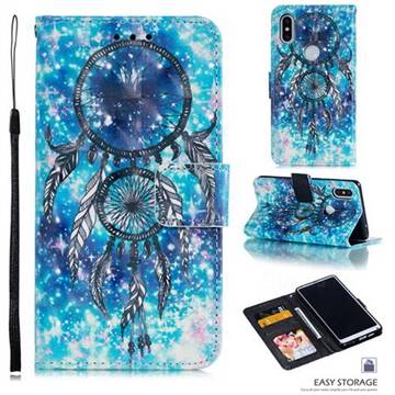 Blue Wind Chime 3D Painted Leather Phone Wallet Case for Xiaomi Mi Mix 2S