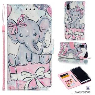 Bow Elephant 3D Painted Leather Phone Wallet Case for Xiaomi Mi Mix 2S