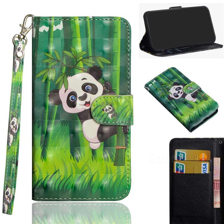 Climbing Bamboo Panda 3D Painted Leather Wallet Case for Motorola Moto One Fusion