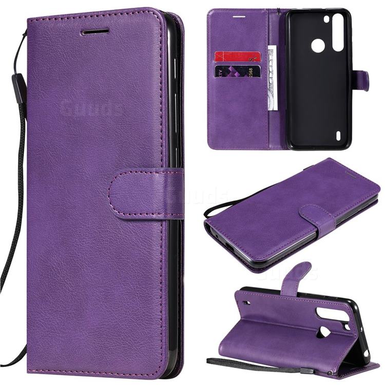Retro Greek Classic Smooth PU Leather Wallet Phone Case for Motorola Moto One Fusion - Purple