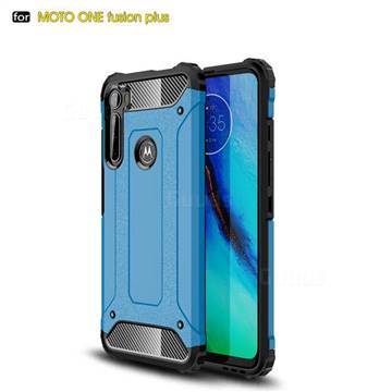 King Kong Armor Premium Shockproof Dual Layer Rugged Hard Cover for Motorola Moto One Fusion Plus - Sky Blue