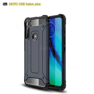 King Kong Armor Premium Shockproof Dual Layer Rugged Hard Cover for Motorola Moto One Fusion Plus - Navy