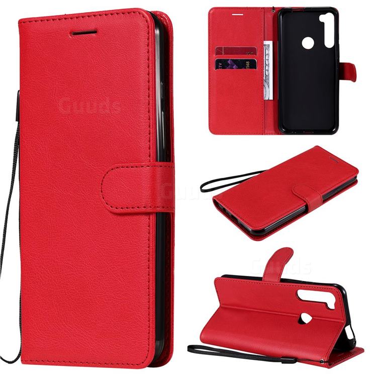 Retro Greek Classic Smooth PU Leather Wallet Phone Case for Motorola Moto One Fusion Plus - Red