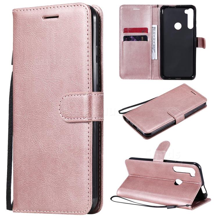 Retro Greek Classic Smooth PU Leather Wallet Phone Case for Motorola Moto One Fusion Plus - Rose Gold