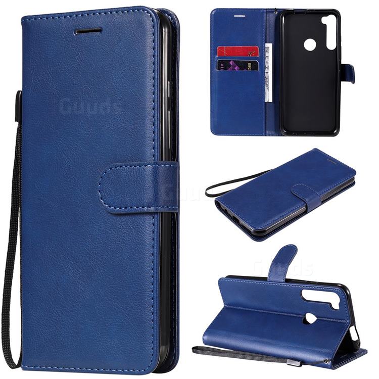 Retro Greek Classic Smooth PU Leather Wallet Phone Case for Motorola Moto One Fusion Plus - Blue