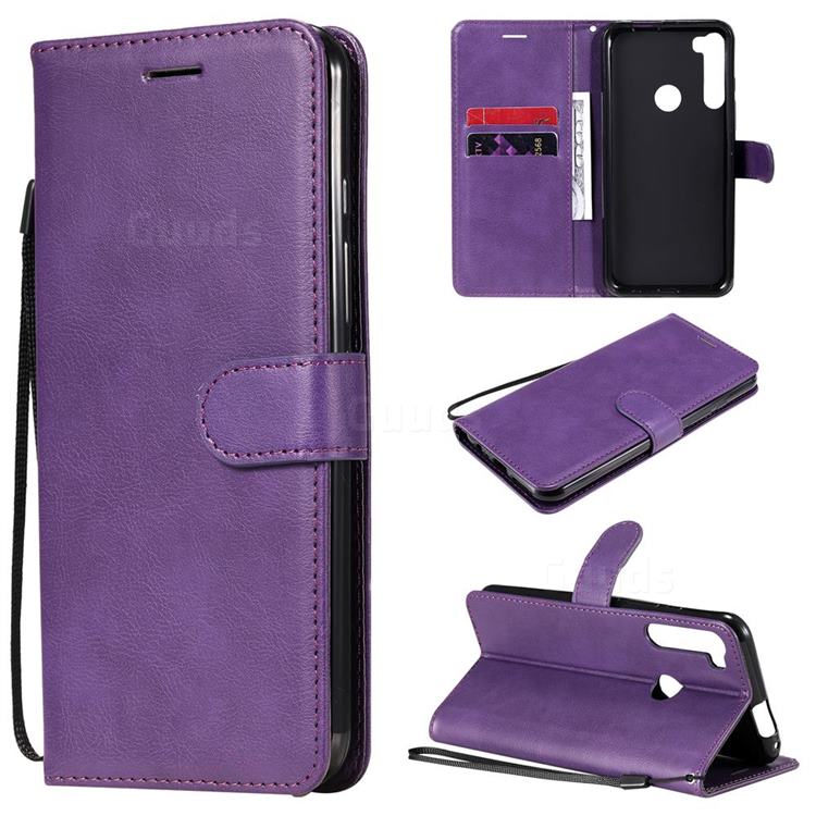 Retro Greek Classic Smooth PU Leather Wallet Phone Case for Motorola Moto One Fusion Plus - Purple