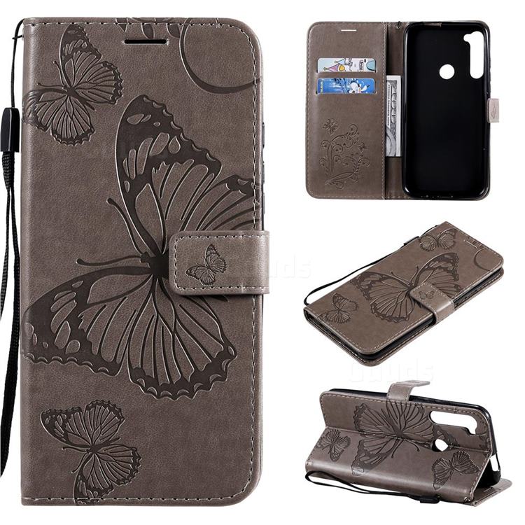 Embossing 3D Butterfly Leather Wallet Case for Motorola Moto One Fusion Plus - Gray