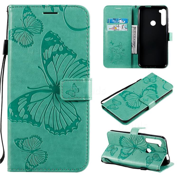 Embossing 3D Butterfly Leather Wallet Case for Motorola Moto One Fusion Plus - Green