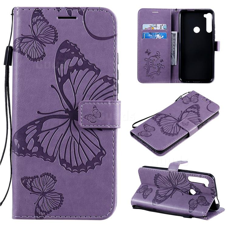 Embossing 3D Butterfly Leather Wallet Case for Motorola Moto One Fusion Plus - Purple