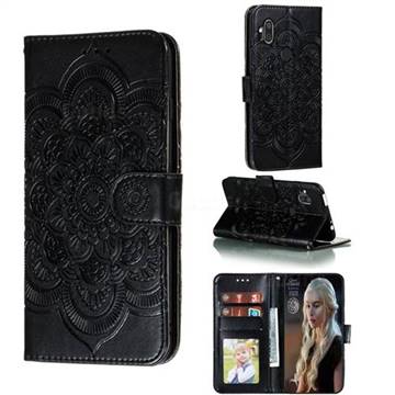Intricate Embossing Datura Solar Leather Wallet Case for Motorola One Hyper - Black