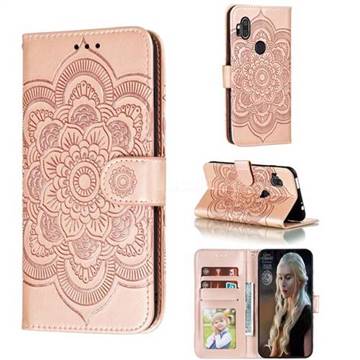 Intricate Embossing Datura Solar Leather Wallet Case for Motorola One Hyper - Rose Gold