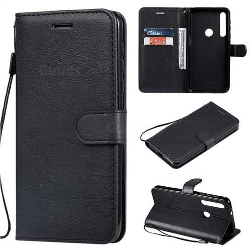 Retro Greek Classic Smooth PU Leather Wallet Phone Case for Motorola One Macro - Black