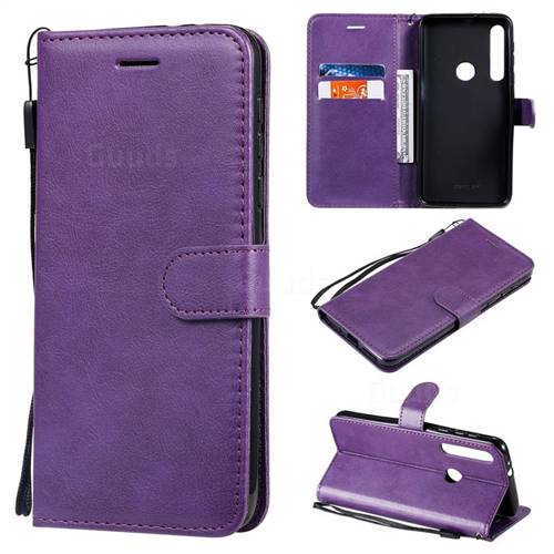 Retro Greek Classic Smooth PU Leather Wallet Phone Case for Motorola One Macro - Purple