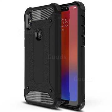 King Kong Armor Premium Shockproof Dual Layer Rugged Hard Cover for Motorola One (P30 Play) - Black Gold