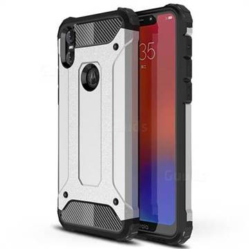 King Kong Armor Premium Shockproof Dual Layer Rugged Hard Cover for Motorola One (P30 Play) - Technology Silver