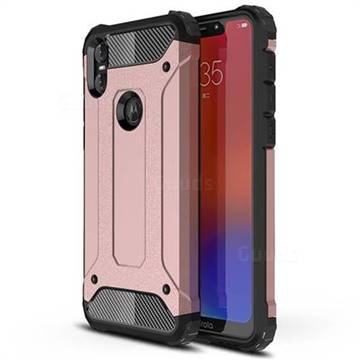 King Kong Armor Premium Shockproof Dual Layer Rugged Hard Cover for Motorola One (P30 Play) - Rose Gold