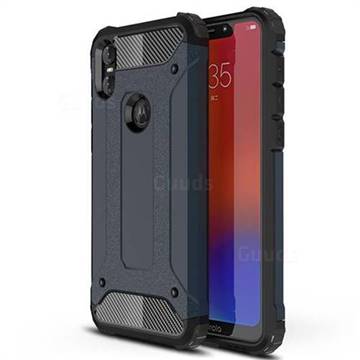 King Kong Armor Premium Shockproof Dual Layer Rugged Hard Cover for Motorola One (P30 Play) - Navy