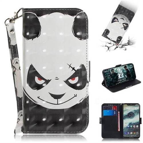 Angry Bear 3D Painted Leather Wallet Phone Case for Motorola One (P30 Play)