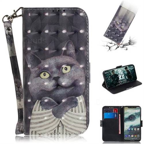 Cat Embrace 3D Painted Leather Wallet Phone Case for Motorola One (P30 Play)