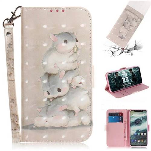 Three Squirrels 3D Painted Leather Wallet Phone Case for Motorola One (P30 Play)