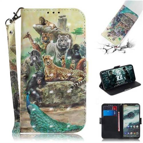 Beast Zoo 3D Painted Leather Wallet Phone Case for Motorola One (P30 Play)