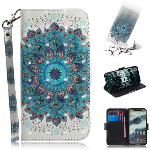 Peacock Mandala 3D Painted Leather Wallet Phone Case for Motorola One (P30 Play)