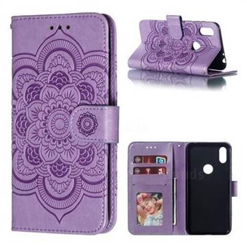 Intricate Embossing Datura Solar Leather Wallet Case for Motorola One (P30 Play) - Purple