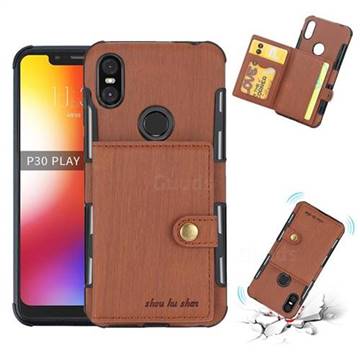 Brush Multi-function Leather Phone Case for Motorola One (P30 Play) - Brown