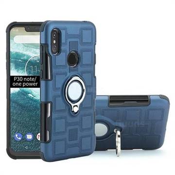 Ice Cube Shockproof PC + Silicon Invisible Ring Holder Phone Case for Motorola One Power (P30 Note) - Royal Blue