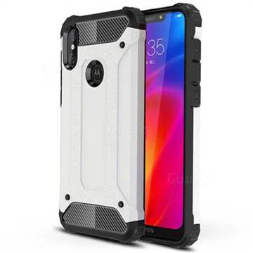 King Kong Armor Premium Shockproof Dual Layer Rugged Hard Cover for Motorola One Power (P30 Note) - White