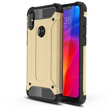 King Kong Armor Premium Shockproof Dual Layer Rugged Hard Cover for Motorola One Power (P30 Note) - Champagne Gold